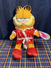 Vintage Stuffed Animal Garfield Russell Stover Red Valentine in Robe 7"    C1