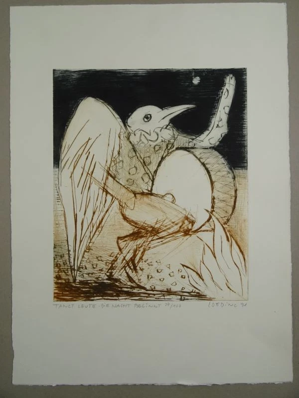 Tanzt Leute Nacht beginnt - Löding - Radierung signiert - Mappe Zwei B53 - 1991 - Bild 2 von 4