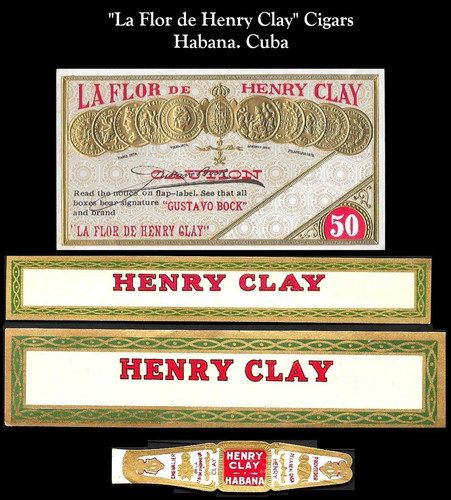 Great Cuban Cigar Labels & Cigar Band LA FLOR DE HENRY CLAY. Havana COLLECTIBLES