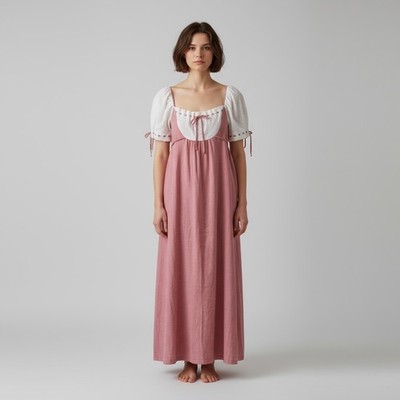 NWT Vtg Vassarette Milkmaid Maxi Dress Nightgown Red White Puff Sleeve Size  9 | eBay