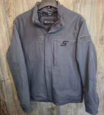 Snap-on Kenosha Gray Softshell Jacket Zip/Snap Size Lrg Embroidered Logo w/ Flag