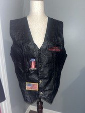 Vtg Leather Works USA Men's M VEST Biker patches "My Brother Keeper" Harley