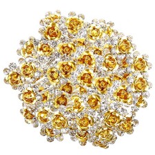 40 Pcs Yellow U-Shaped Flower Rhinestone Hair Pins for Bridal Wedding