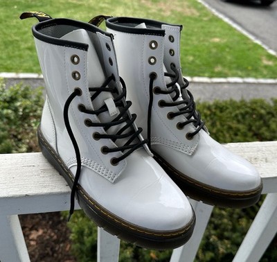 Doc Marten Zavala White Glossy Mens 7 Women's 8 Combat Boots