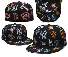 Men's MLB Era Multi Teams Patch Logos Hat All Star 59FIFTY Baseball Cap Unisex