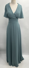 Kennedy Blue Women's Short Sleeve Deep Sea Chifron Bridesmaid Dress US Size 4