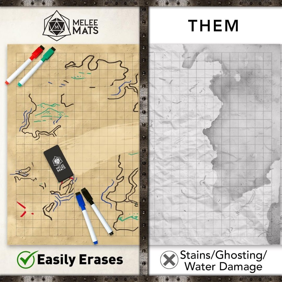 Melee Mats DND Map Starter Kit for Dungeons & Dragons Game - 24” X 36 ...