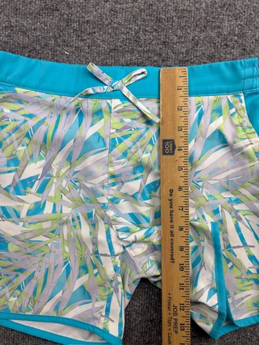 Columbia Board Shorts Girl's L 14/16 Blue Gray Leaf Print Pockets Pull On Swim - Picture 4 of 7
