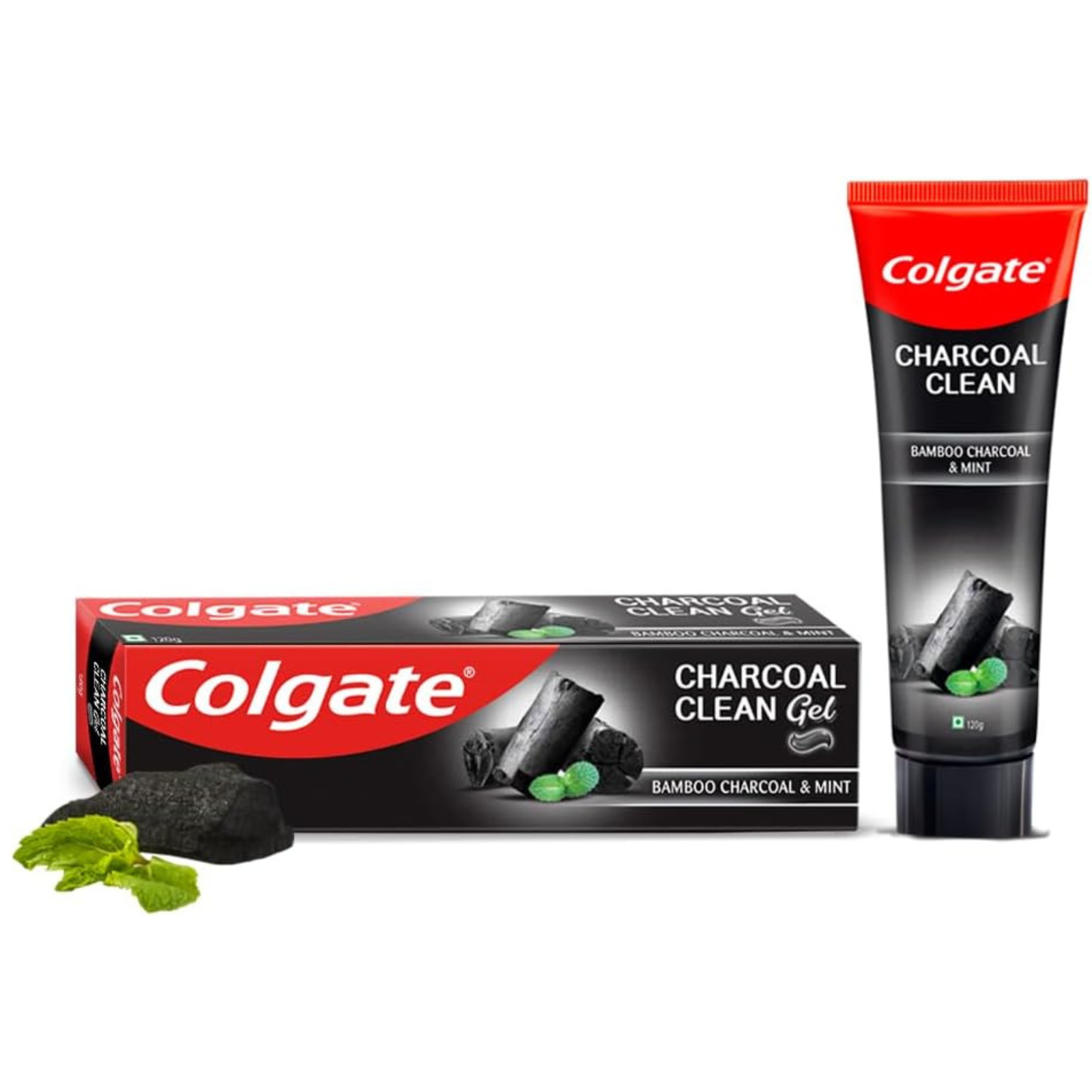 Colgate Charcoal Clean 240g (120g x 2, saver Black Gel Toothpaste Bamboo & Mint