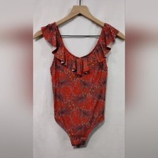 NEW O'Neill Floral Swimsuit Girls 14 Red One Piece Ruffle Beach Vacation