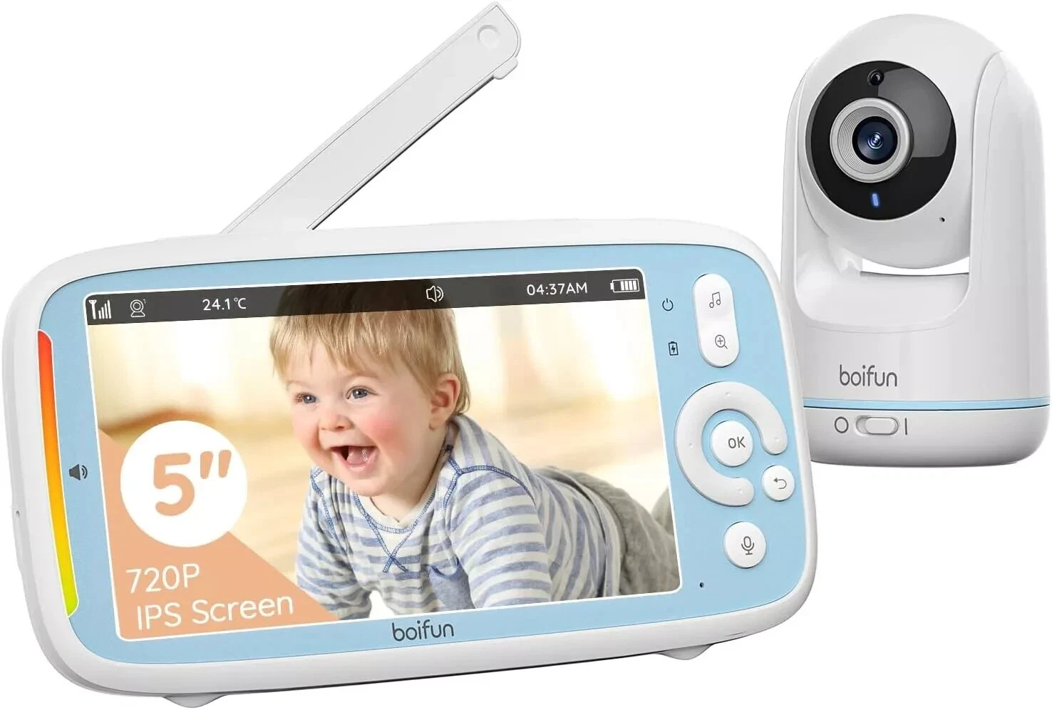 BOIFUN 5" PTZ Video Baby Monitor Night Vision VOX Function 2-Way Audio VB805
Opens in a new window o