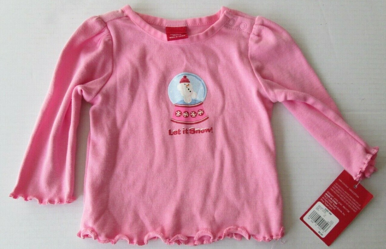 Target Infant Girl Christmas TShirtPink Snowman SnowglobeLet it