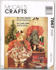 Mr  Mrs Reindeer 33" Doll McCalls Crafts Pattern 7867 1995 Vintage Uncut