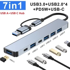 7 in 1 Multiport Type C USB 3.0 To USB USB-C Hub Adapter For Macbook Laptop