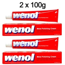 WENOL Metal Polishing Cream Brass Stainless Steel Aluminum Silver Gold 2 x 100g