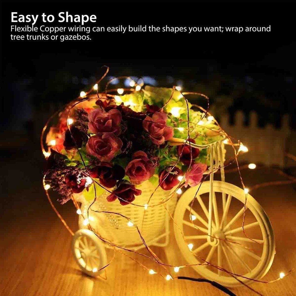100 LED Solar Power String Fairy Lights Garden Outdoor Party Christmas ...
