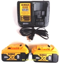 (2)  Dewalt 20V DCB205 5.0 AH Batteries, (1) DCB115 Charger 20 Volt