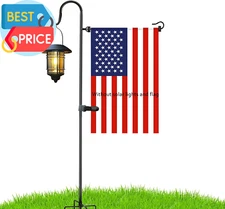 Garden Flag Stand and Shepherd Hook,48 Inch Garden Flag Pole Holder with One Tig