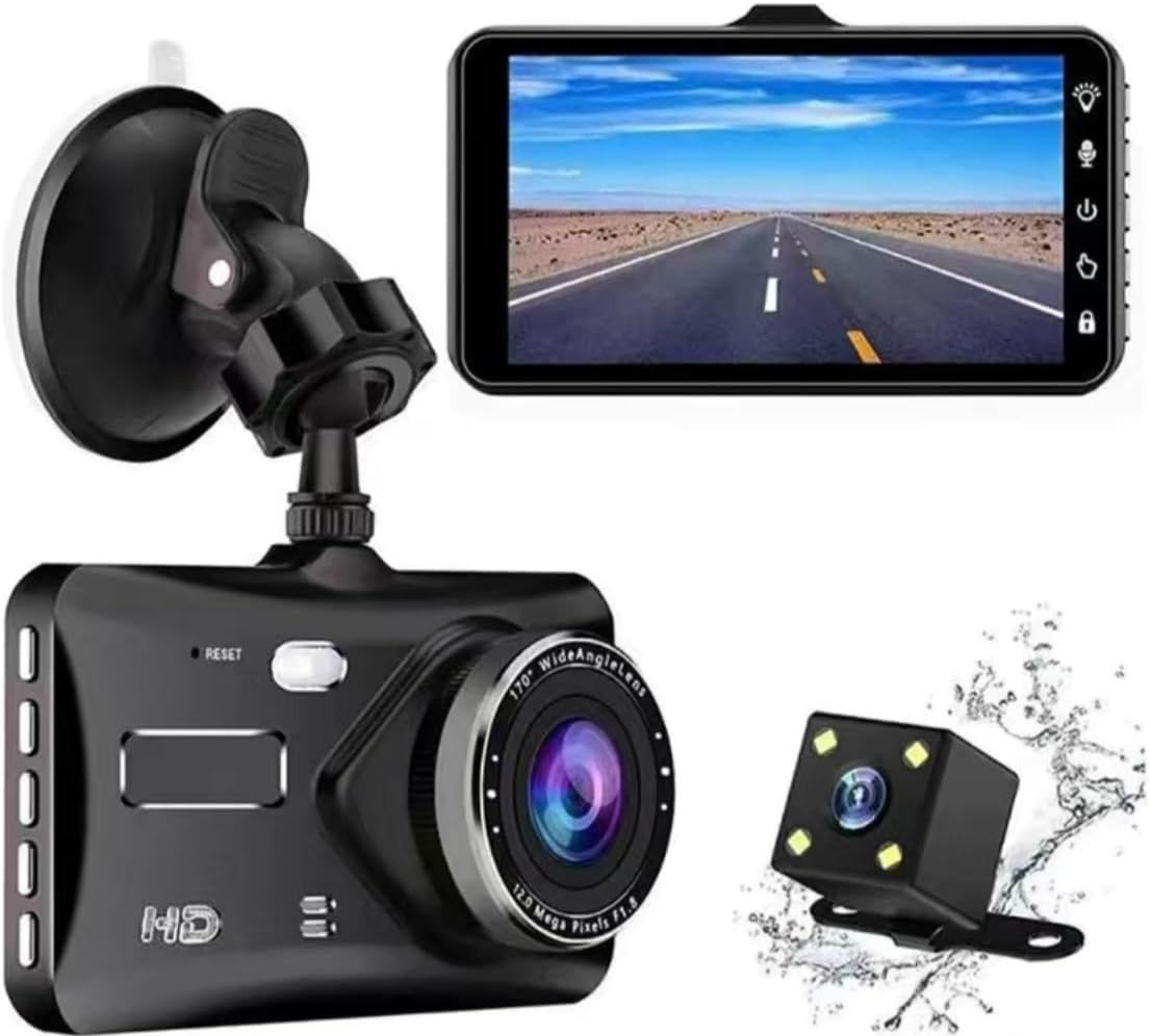 Advanced Touchscreen Dash Cam Bundle - 1080P Full HD, 170° Wide Angle Lens, Rear