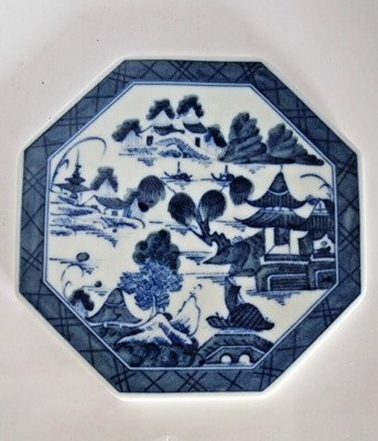 Large, rare Mottahedeh Vista Alegre Blue Canton octagonal tile | eBay
