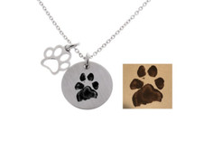 Dog memorial necklace actual paw print pet memorial jewelry paw prints engraved