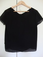 Ladies FQ&L Sheer Black Evening Top Cross Over Back - Size L