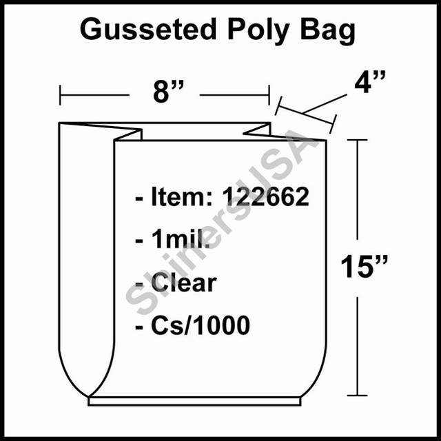 1 mil Gusseted Poly Bag 8x4x15 Clear FDA Approved cs/1000 (122662) eBay