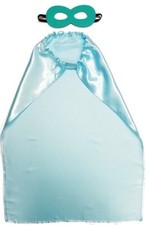 ADULTS LIGHT BLUE SUPERHERO CAPE & MASK SET Costume Fancy Dress Party Halloween