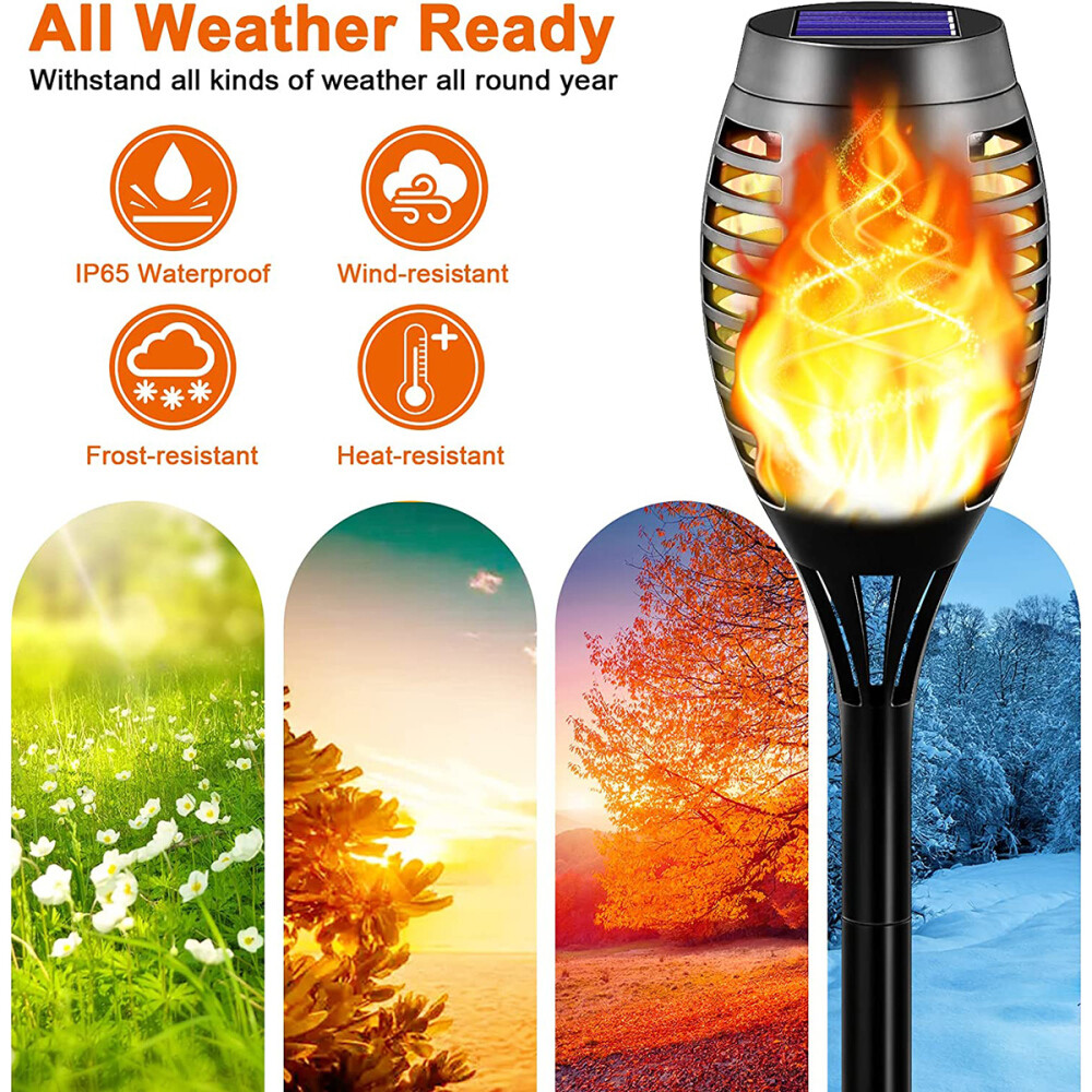 GRIFEMA Solarleuchte Garten Set 2-tlg | Wasserdichte Flammen-Solarlampe | Außenbeleuchtung