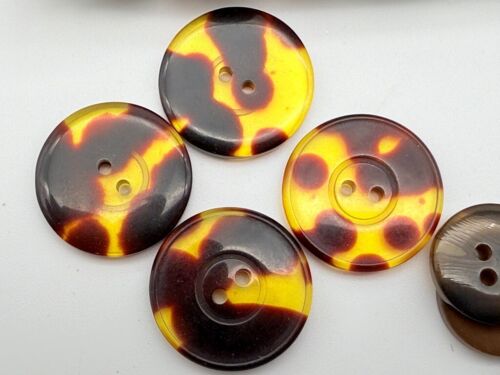 LOT Brown Plastic Wood Celluloid Tortoiseshell Sewing Craft Buttons Shank 4 Hole - Picture 4 of 16