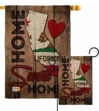 State California Home Sweet Garden Flag Americana States Gift Yard House Banner