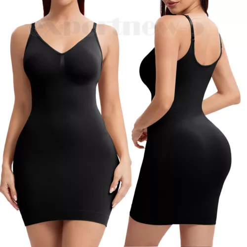 Women's Full Slip Dress Strapless Tummy Firm Control Body Shaper Slim Shapewear - Picture 19 of 33