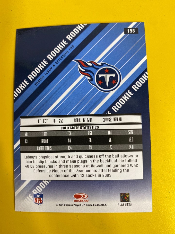 60438 2004 Leaf Rookies & Stars Longevity Gold 198 Travis LaBoy TITANS