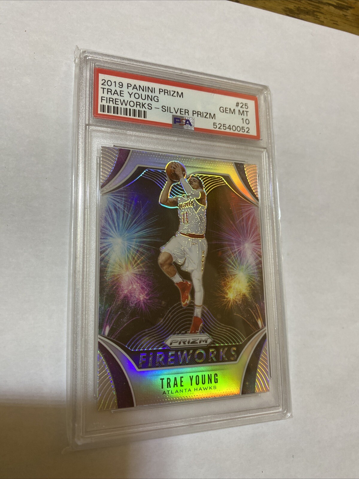 2019 Panini Prizm Fireworks Silver Prizm #25 Trae Young PSA 10 Gem Mint