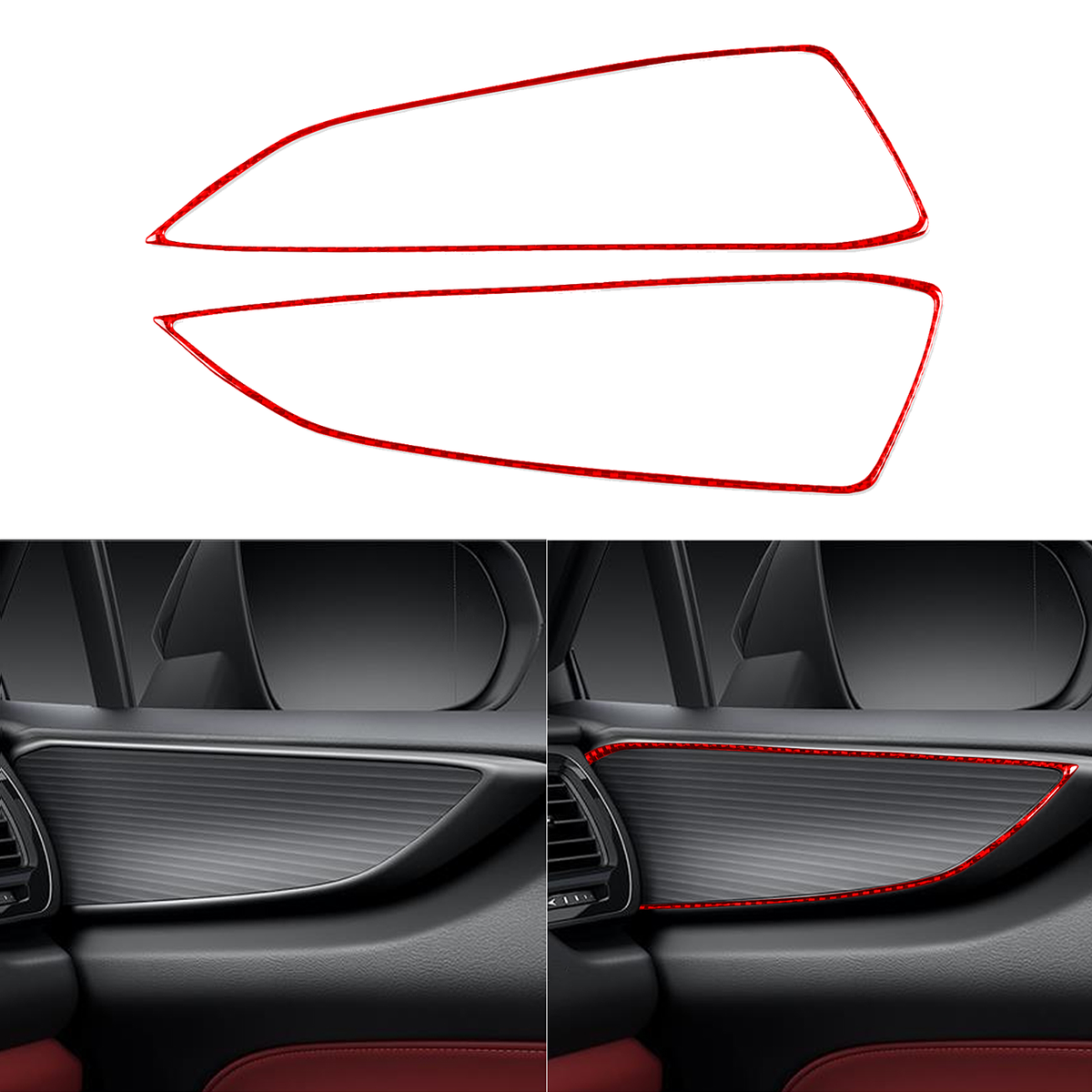 Red Carbon Fiber Interior Door Panel Frame Trim For Lexus NX 250