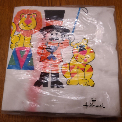 Authentic Hallmark 1970's Vintage Children's Party Circus Napkins NEW in pkg