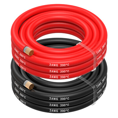 2 AWG Silikon Elektronik Kabel - 2 Gauge (33,6mm²) - 2 Kabel Jede 2,5m / 8.2ft