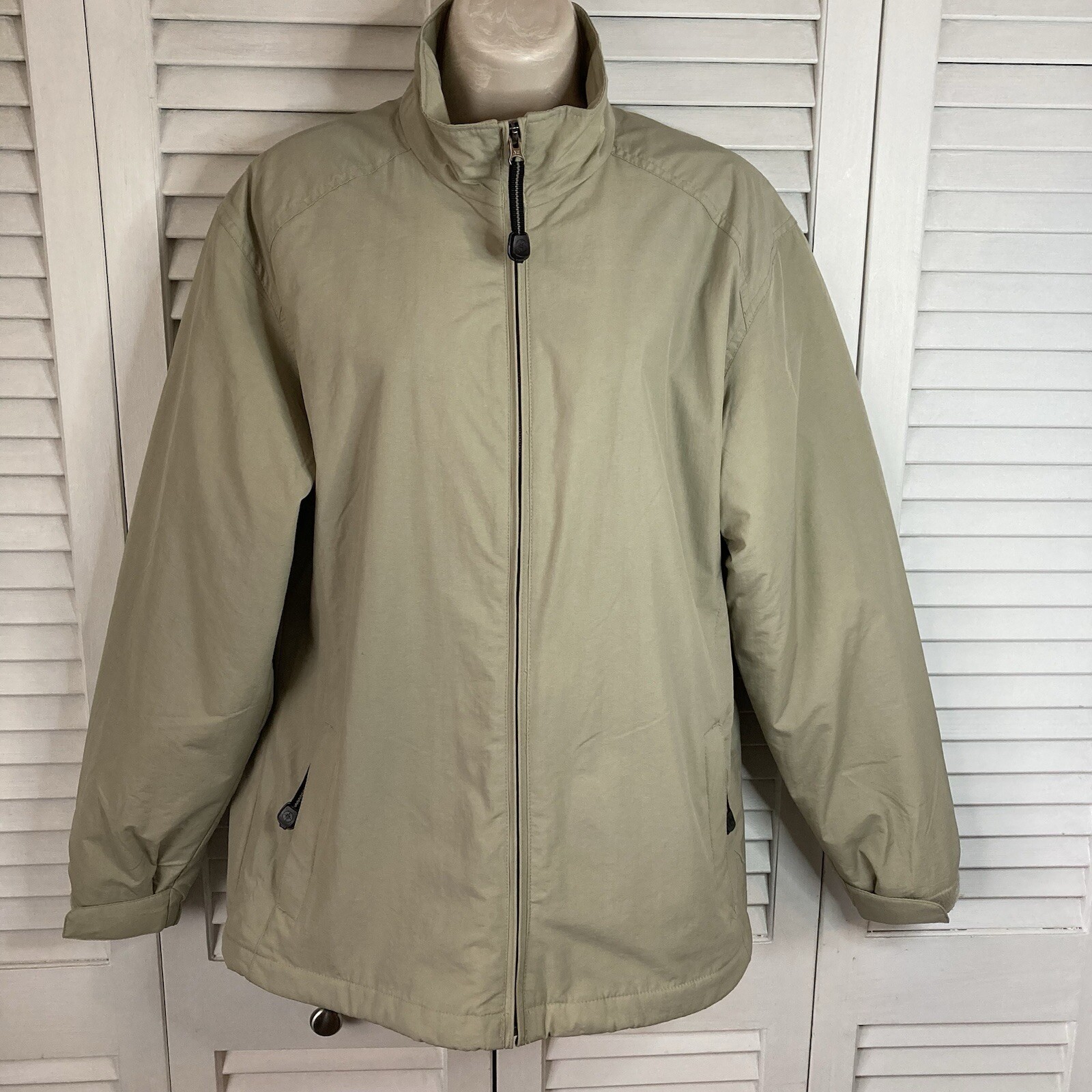 North End All Climate Wear EZEM System Beige Zip Front Fleece Lined Jacket M