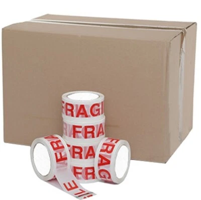 UK-ESHOPPING 36 X CHEAPEST BIG ROLLS FRAGILE PRINTED PACKAGING PARCEL TAPE 48mmx66m LOW NOISE