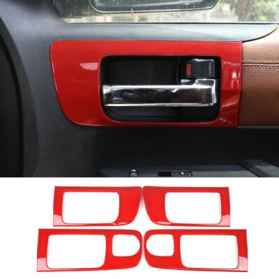 Kit for T@yota Tundr@ 2014-2021 Interior Door Handle Bowl Panel Cover ABS Red ×4