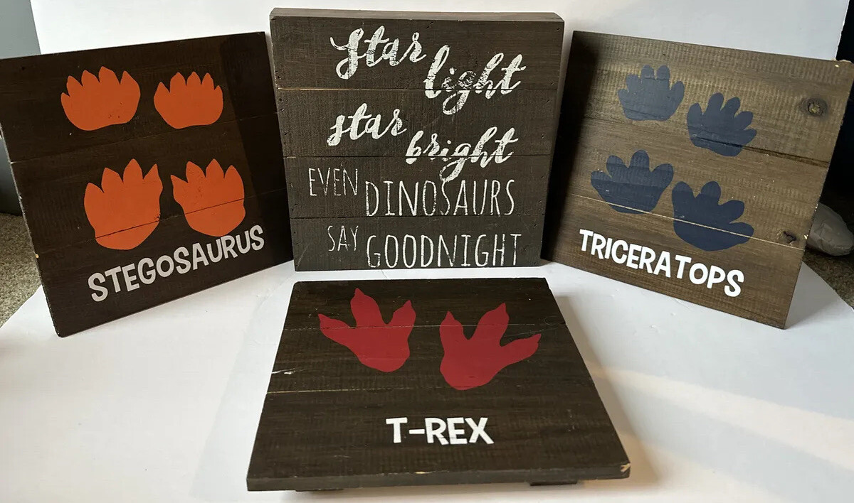 Dinosaur Themed Wall Art For Children’s Room. Set Of 4.