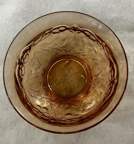 McKEE GLASS CO. ROCK CRYSTAL AMBER 4-1/2" DIAMETER STRAIGHT-EDGE FINGER BOWL!