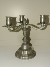 -BOUGEOIR CANDELABRE 3 FEUX en ETAIN GARANTI XXe COLLECTION déco Table vitrine D