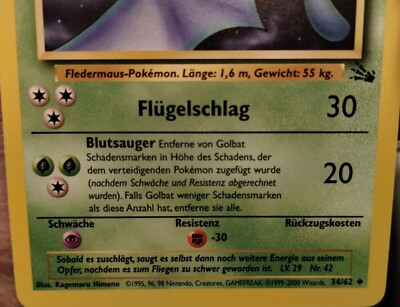 1995 golbat pokemon card value Golbat 1st Edition Fossil 34/62 - 1995, 96, 98 Nintendo - Pokemon Card - NM