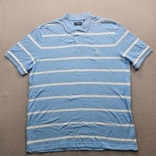 Chaps Men's Size XXL Light Blue White Striped Short Sleeve Polo Shirt