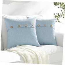 Set of 2 Pillow Covers 18 x 18 Linen Pillow 18" x 18" Pack of 2 Baby Blue