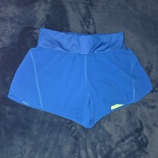 Fabletics Blue Running Shorts with Lime Green Liner XS