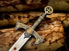 Knights Templar Sword Stainless Steel Medieval Crusader Replica w/ Sheath