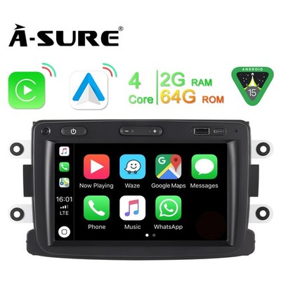 2+64GB Android 15 Autoradio CarPlay GPS FM für Renault Captur Dacia Duster Logan