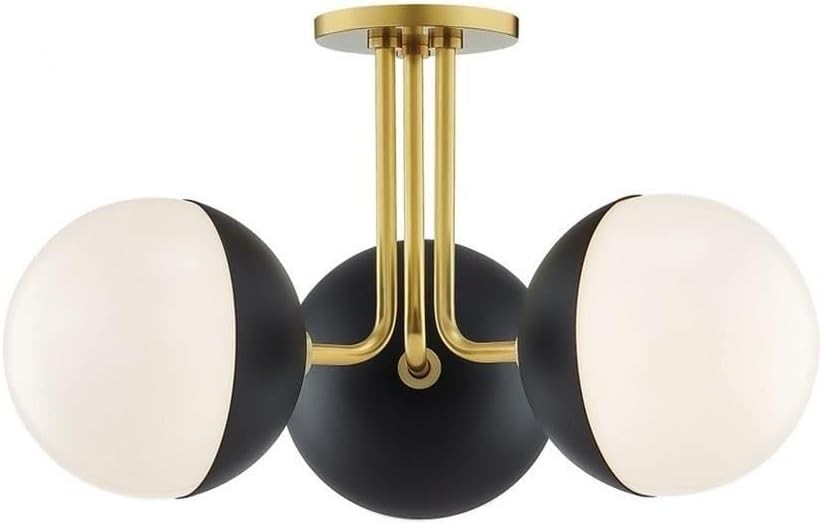 Mitzi H344603-AGB/BK Renee 3 Light Semi Flush Ceiling Light